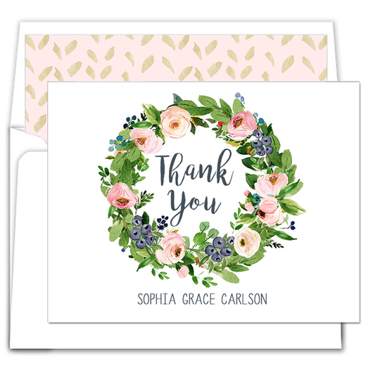 Wreath of Roses Foldover Note Cards